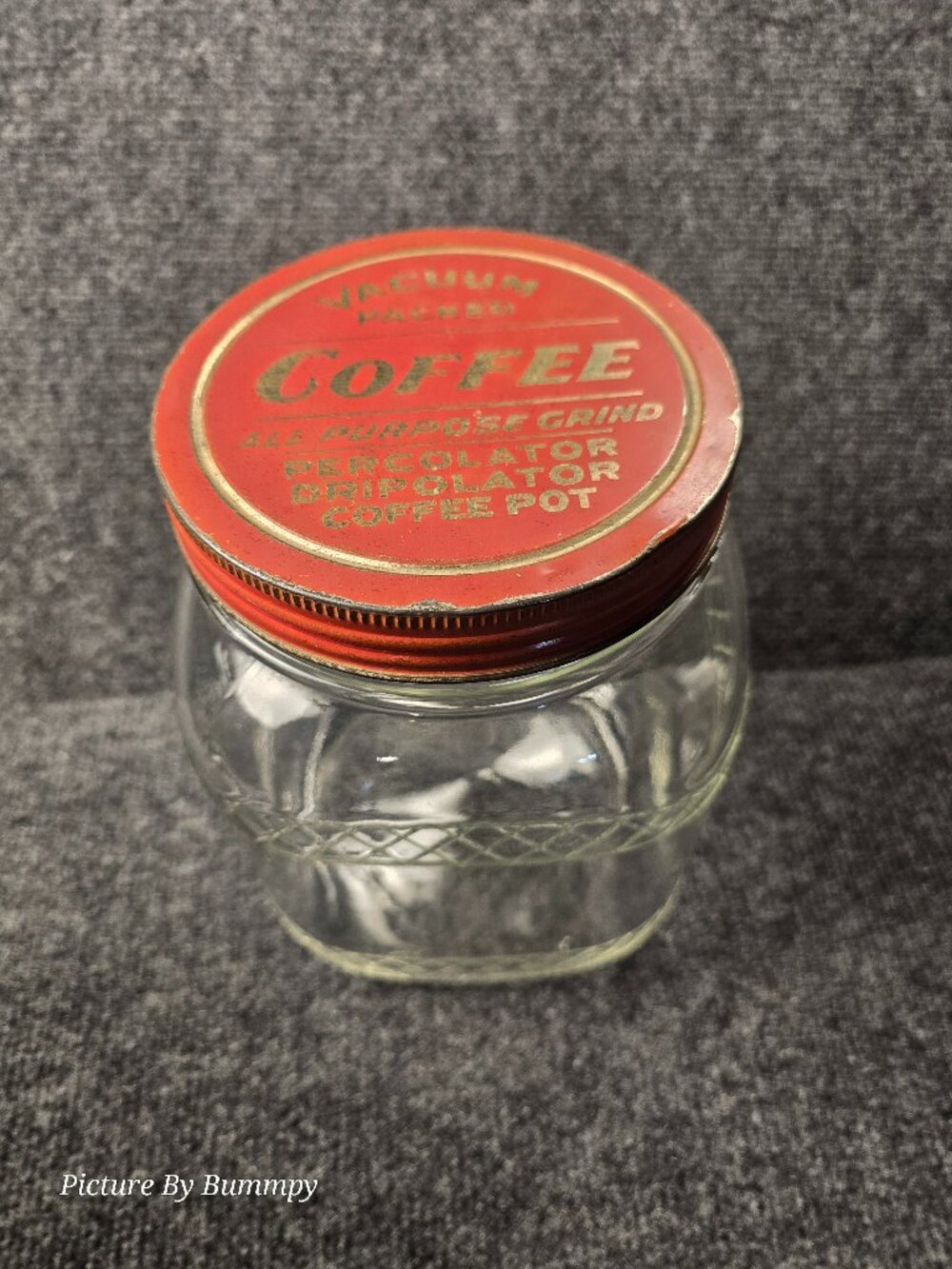 Vintage 1947 Anchor Hocking 1 Gallon Glass Coffee Jar Canister Crisscross 5428-6